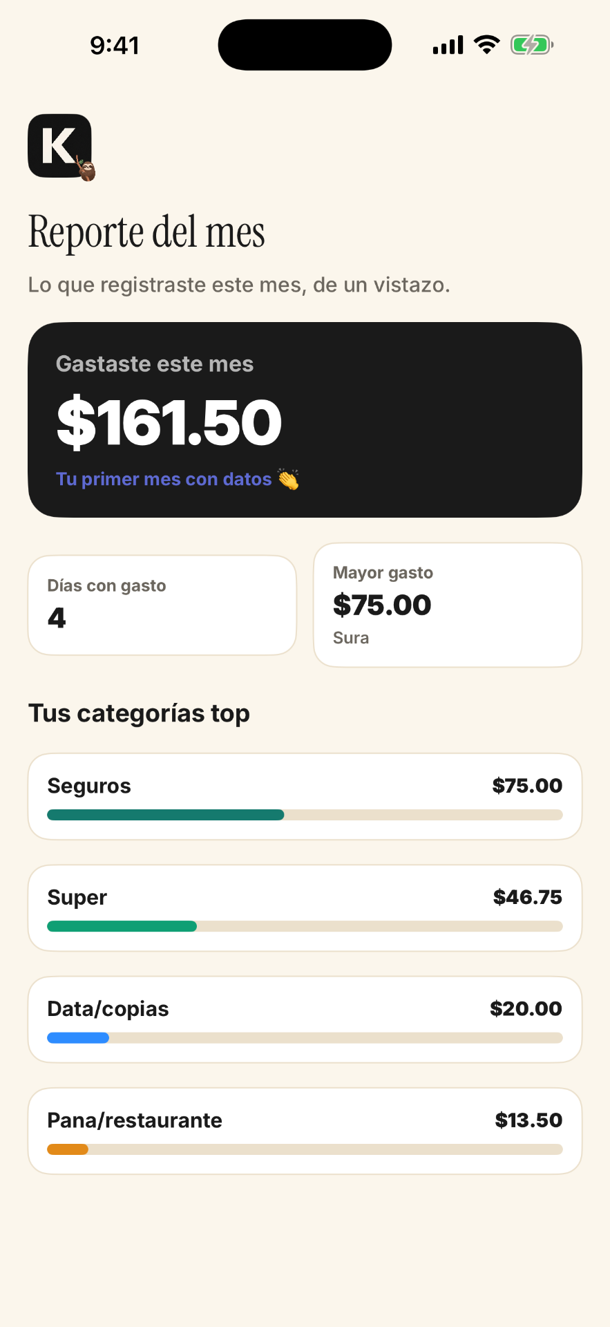 Dashboard mensual de Kazu
